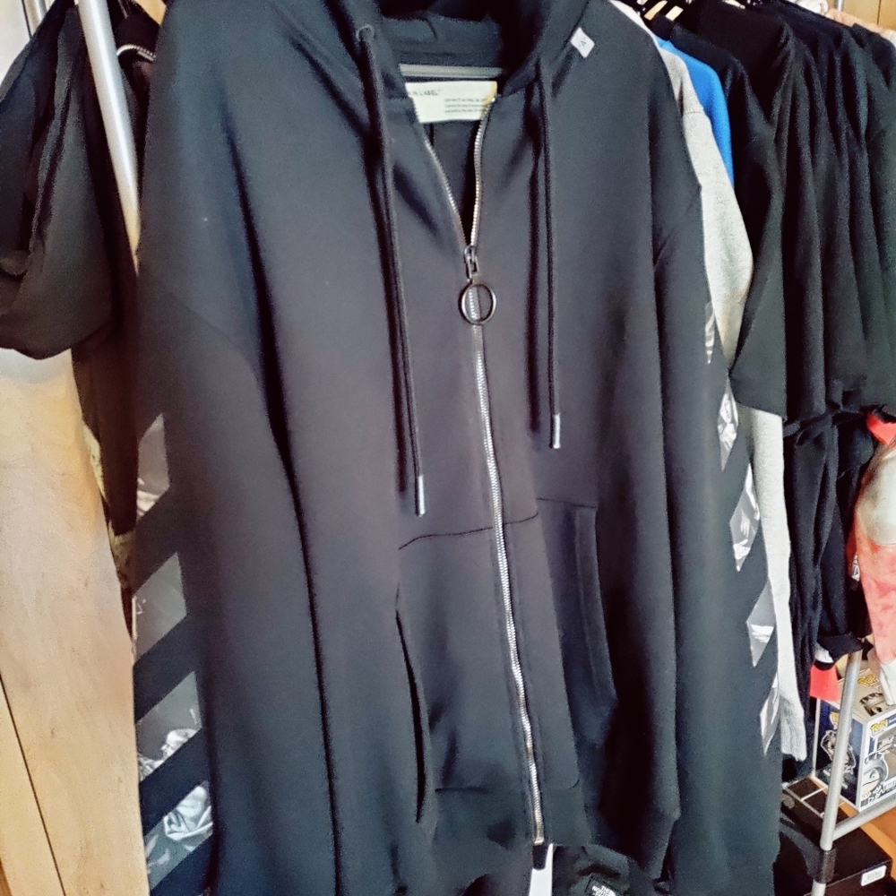 Off-white carvaggio diag zip up hoodie jacket